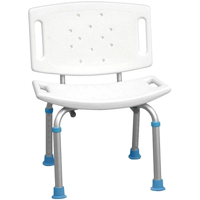 Chaise ajustable pour bain et douche avec siège et dossier antidérapant, blanc