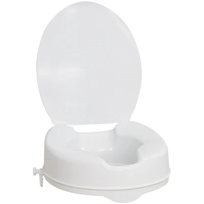 Siège de toilette surélevé avec couvercle, blanc, 10,16 cm