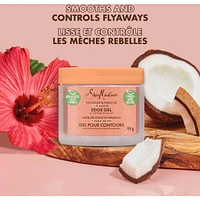 Edge Gel Paraben-Free Hair Styling Coconut & Hibiscus + Flaxseed with Coconut Oil, Silk Protein and Neem Oil