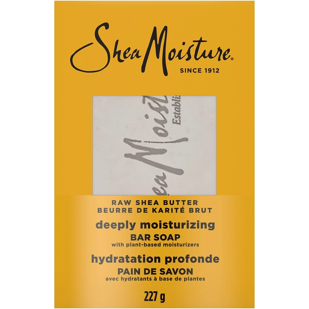 SheaMoisture Savon en Barre Hydrate et Restaure la Peau Sèche Beurre de Karité Brut avec des nutriments de karité hydratants pendant 24 heures pour une peau saine et éclatante, 227g