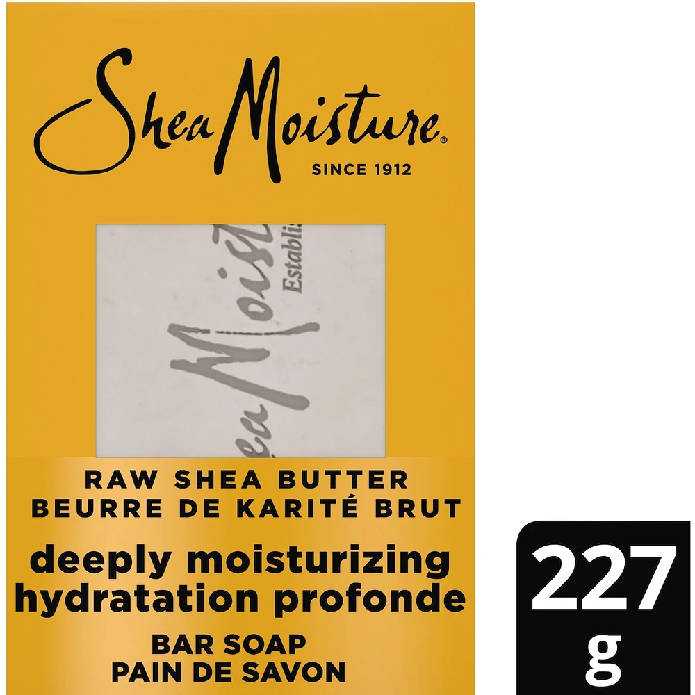 SheaMoisture  Savon en Barre Hydrate et Restaure la Peau Sèche Beurre de Karité Brut avec des nutriments de karité hydratants pendant 24 heures pour une peau saine et éclatante, 227g