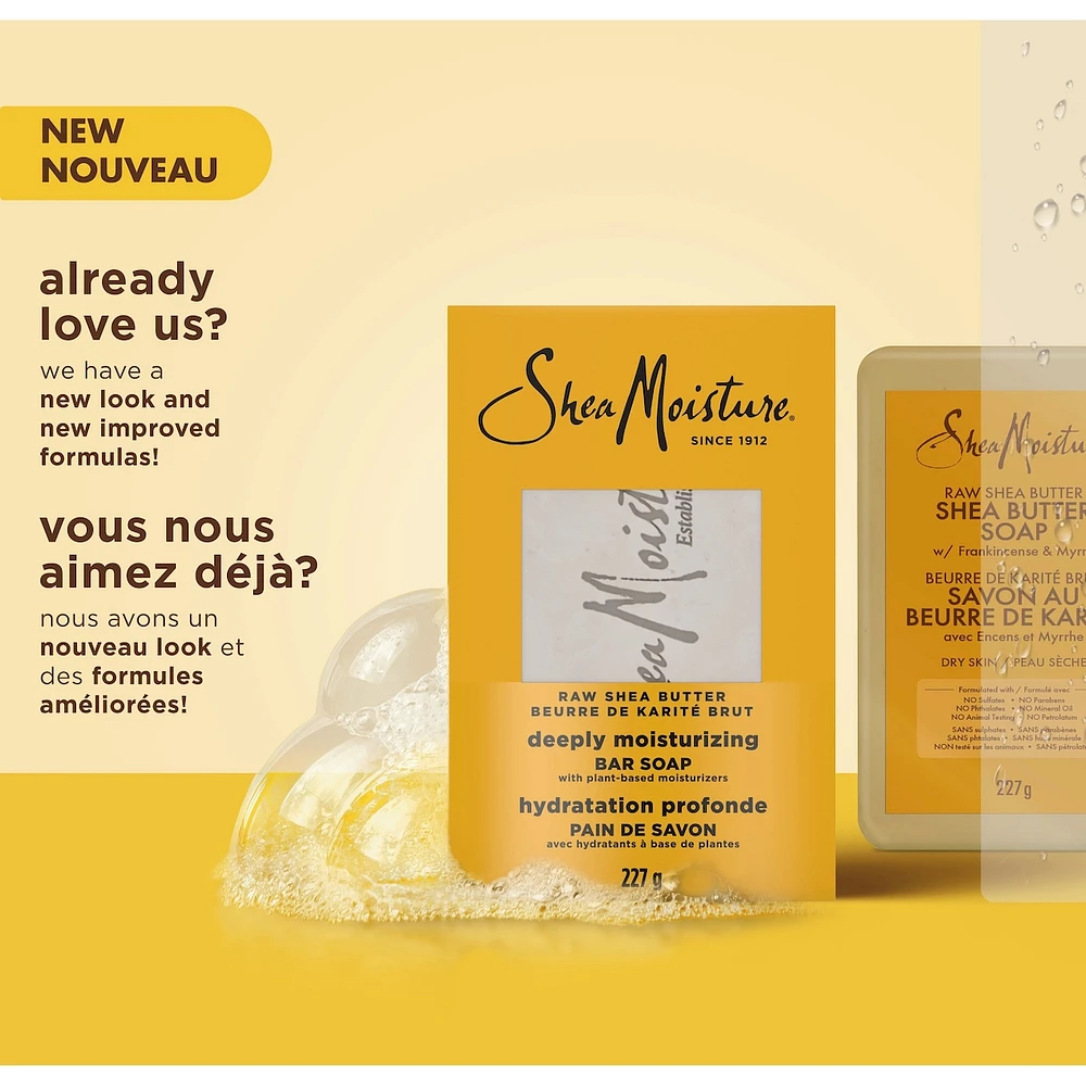SheaMoisture  Savon en Barre Hydrate et Restaure la Peau Sèche Beurre de Karité Brut avec des nutriments de karité hydratants pendant 24 heures pour une peau saine et éclatante, 227g