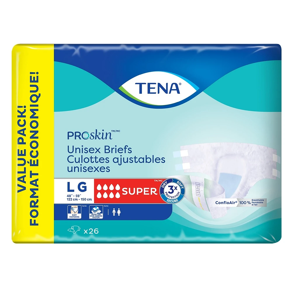 Incontinence Briefs, Super Absorbency,  Large