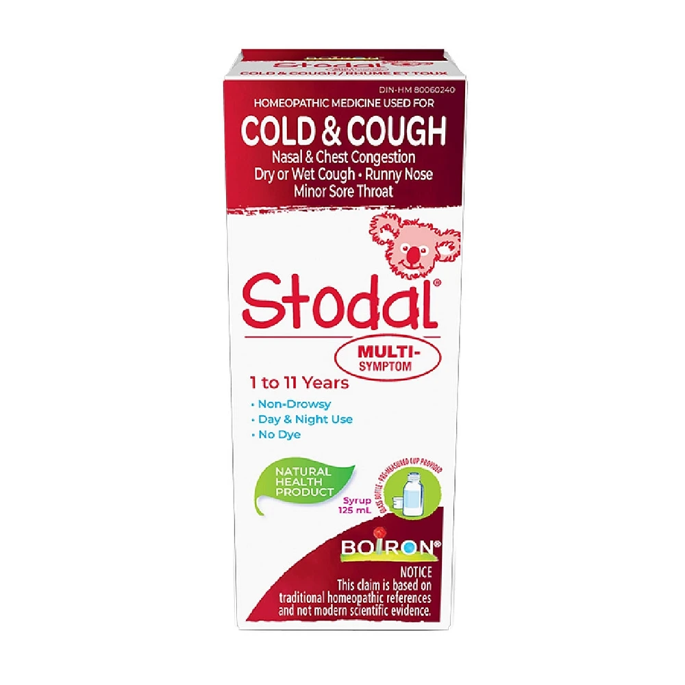Stodal Multi-symptômes enfants pour la toux sèche ou grasse et les symptômes du rhume chez les enfants de 1 à 11 ans.