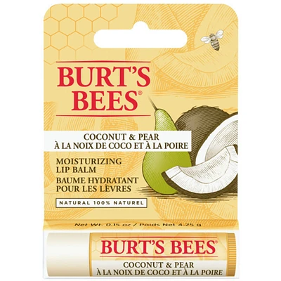 Baume hydratant pour les lèvres d’origine naturelle à 100 % à la noix de coco et à la poire de Burt’s Bees, 1 tube