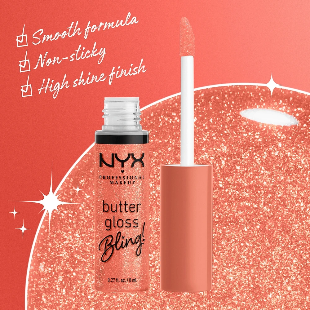 Butter Gloss Bling Lip Gloss, Non- Sticky High Shine, Universally Flattering