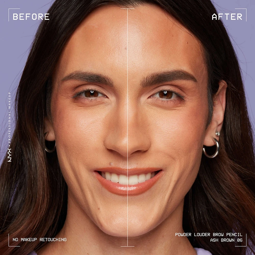 Powder Louder, Brow Pencil, 12HR Wear, Buildable Thickening Micro-Fibers, Soft Matte Pigments, Natural Look, Vegan Formula