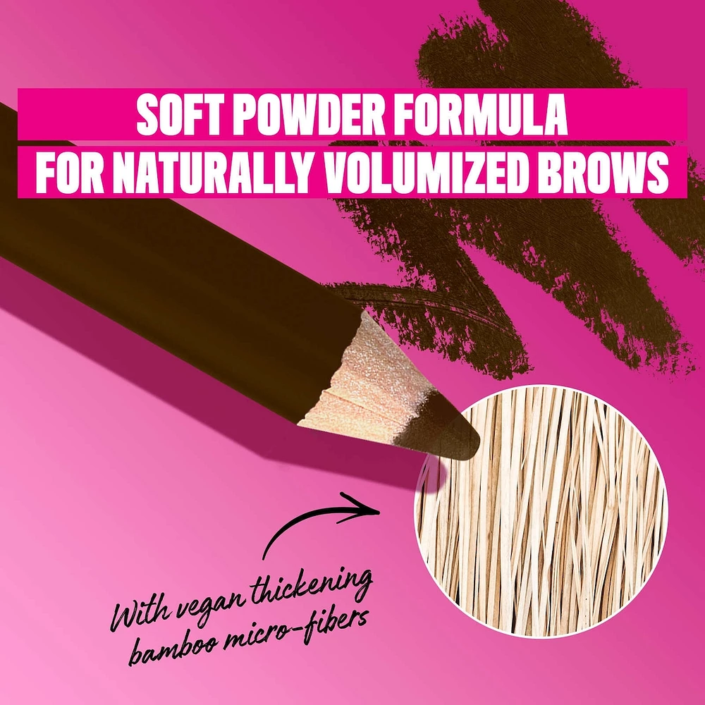 Powder Louder, Brow Pencil, 12HR Wear, Buildable Thickening Micro-Fibers, Soft Matte Pigments, Natural Look, Vegan Formula