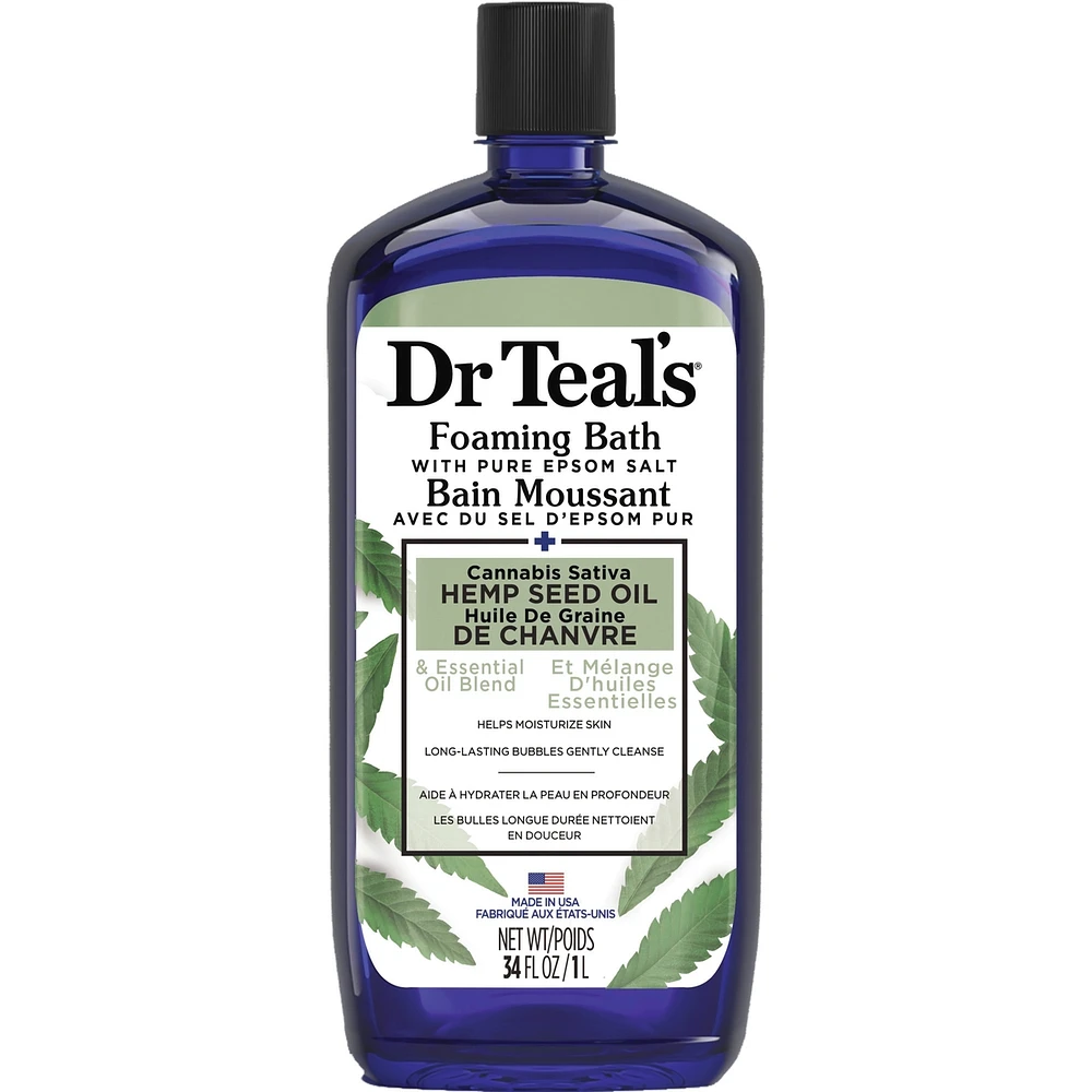 Foaming Bath with Pure Epsom Salt, Cannabis Sativa Hemp Seed Oil