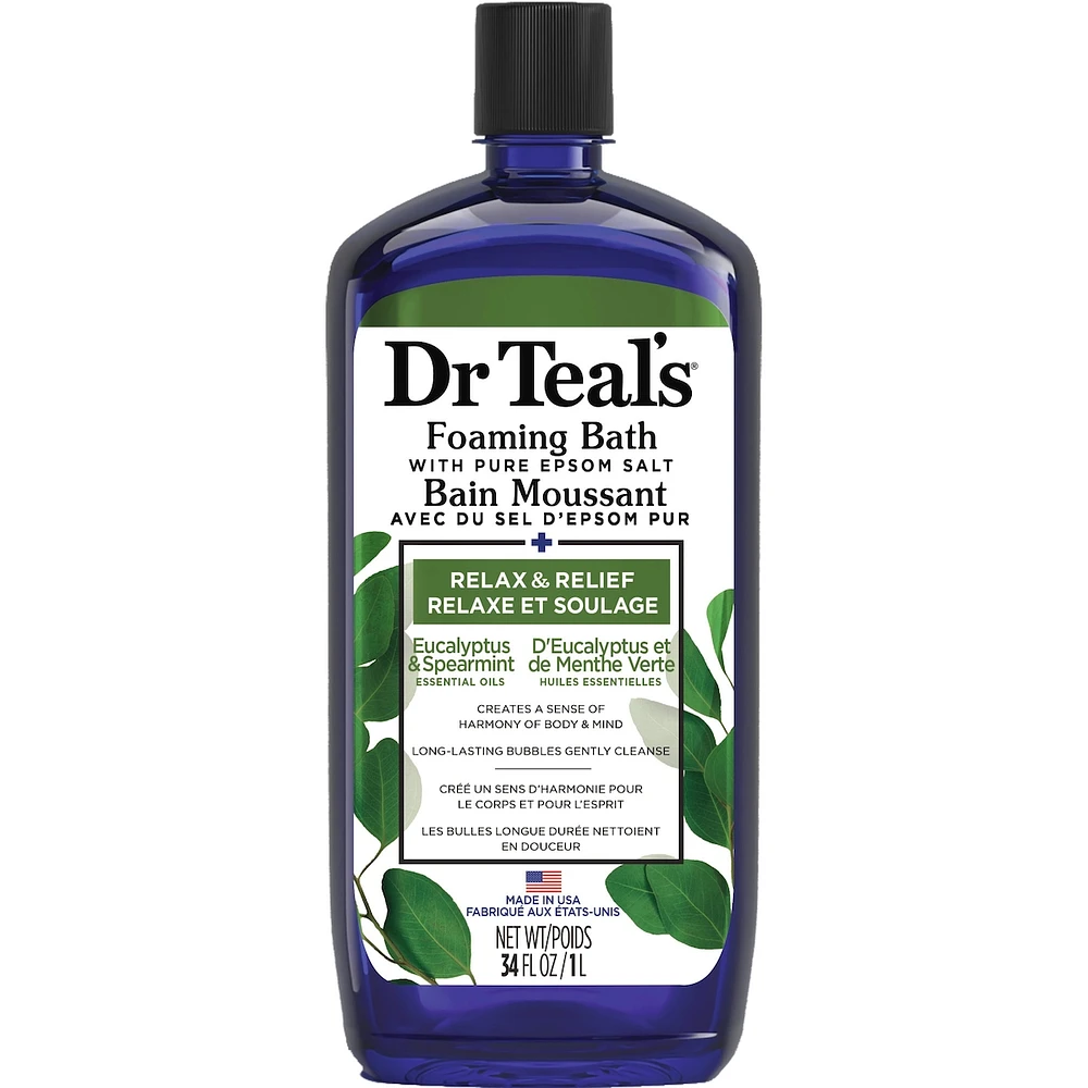 Bain Moussant avec du Sel D'Epsom Pur, Relaxe et Soulage D'Eucalyptus et de Menthe Verte