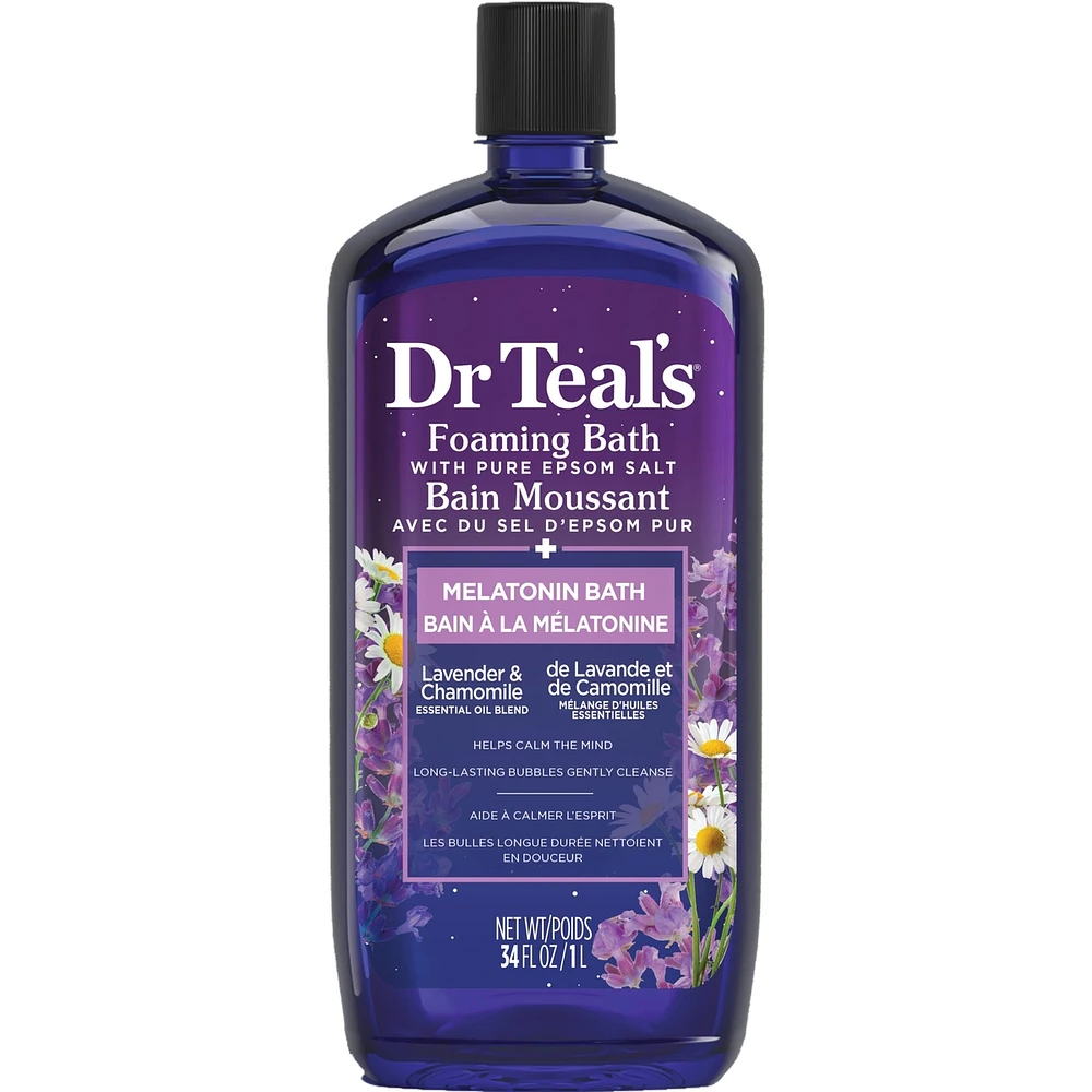 Bain Moussant avec du Sel D'Epsom Pur, Bain à la Mélatonine, Lavande et de Camomille Mélange D'Huiles Essentielles