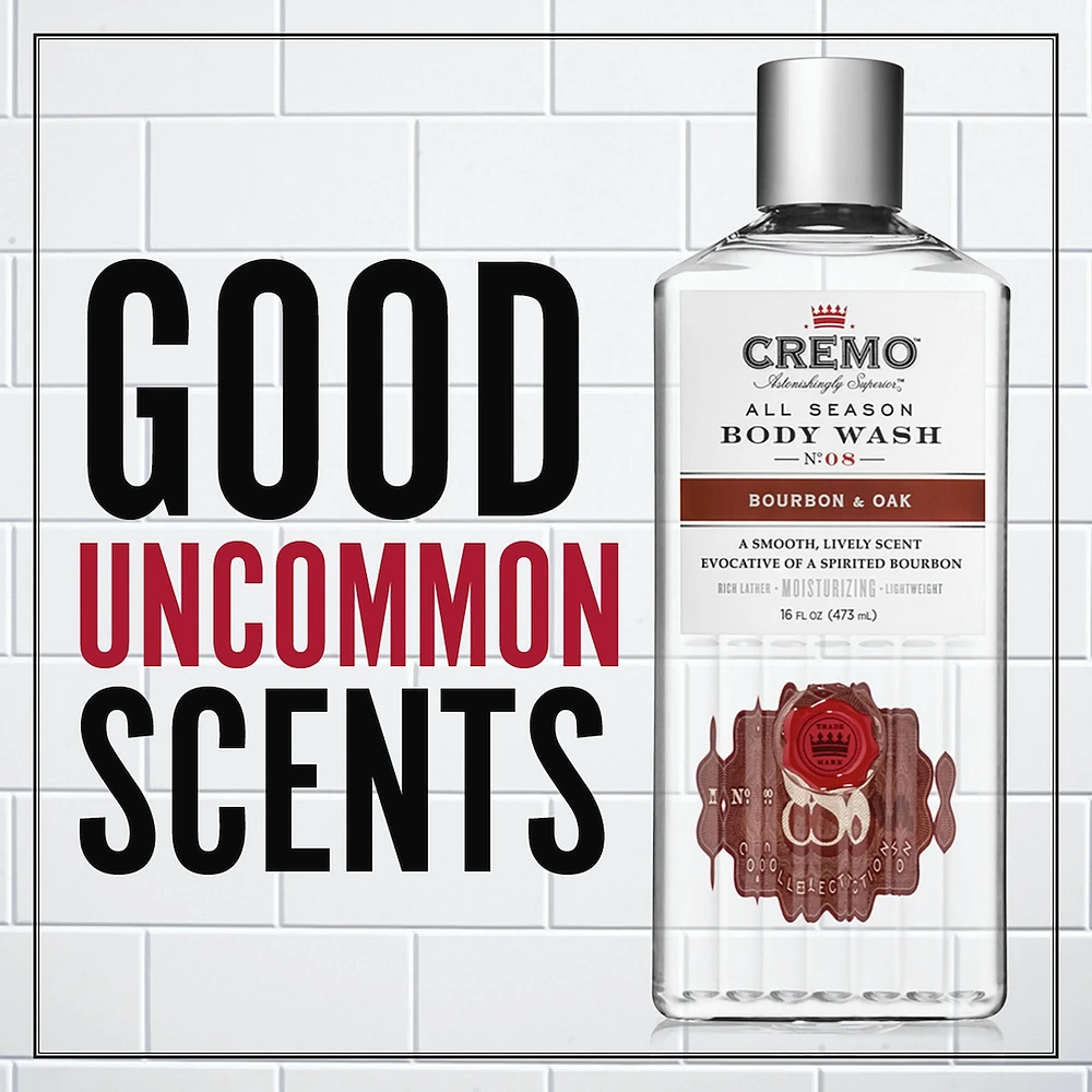 Cremo Bourbon & Oak Body Wash for Men, 473 mL
