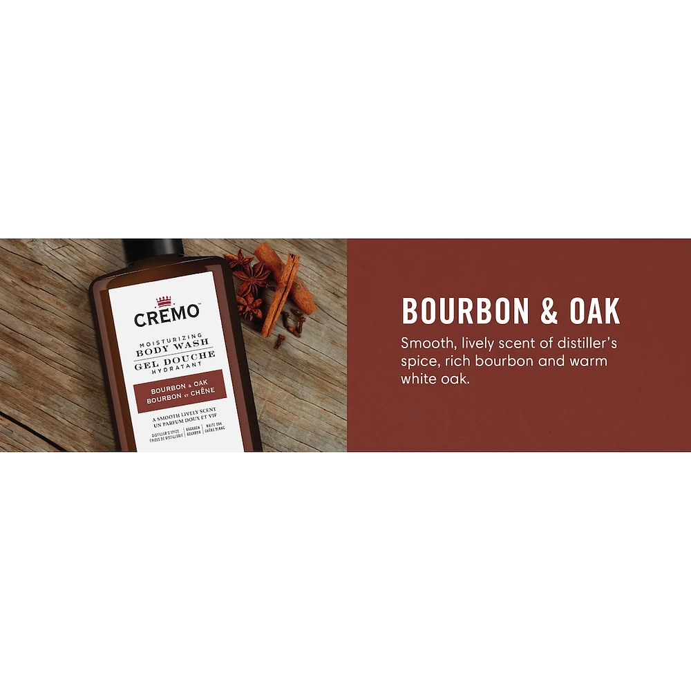 Cremo Bourbon & Oak Body Wash for Men, 473 mL