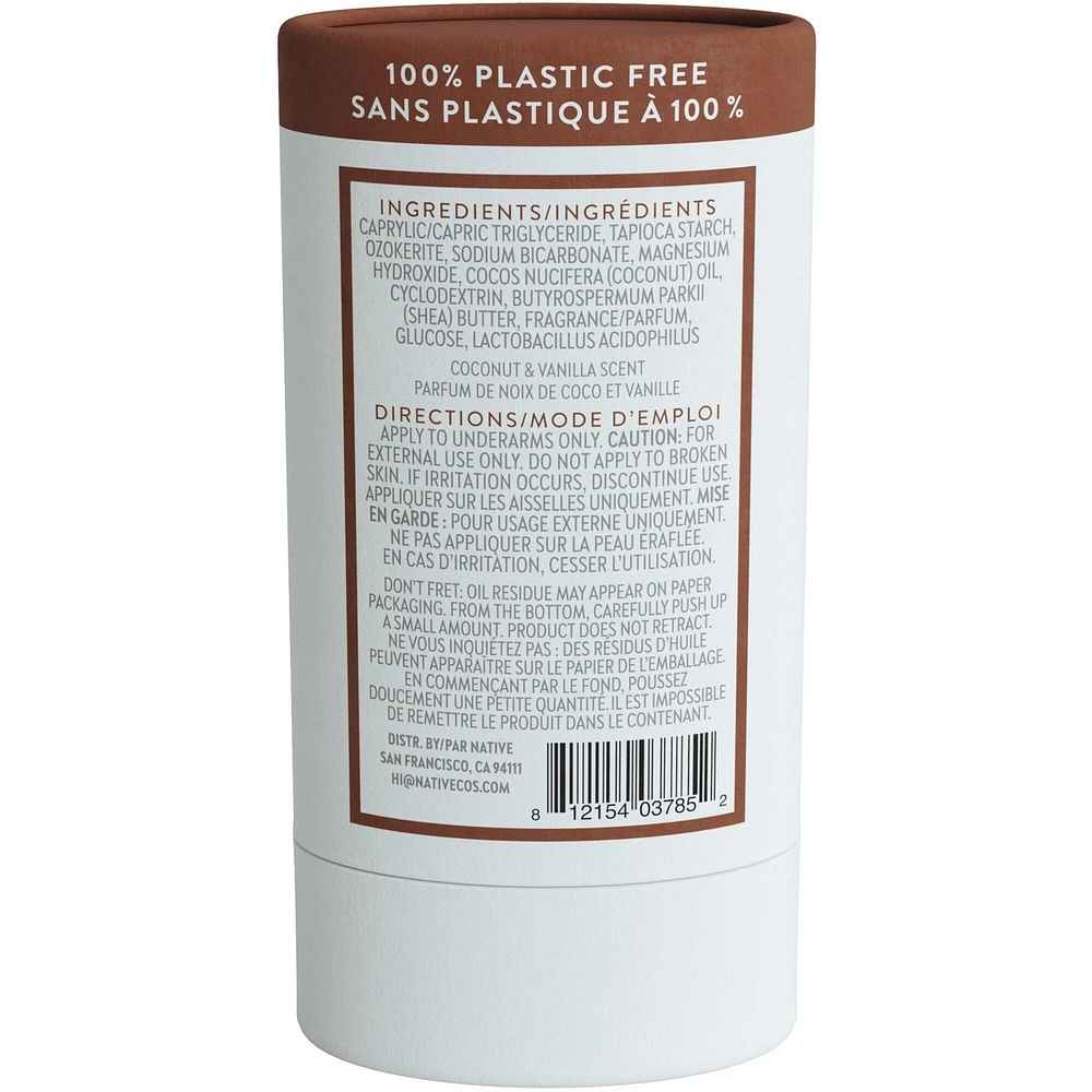 Plastic-Free Natural Deodorant, Coconut & Vanilla, Aluminum Free