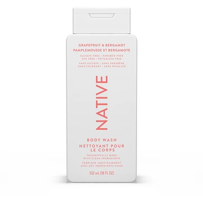 Natural Body Wash, Grapefruit & Bergamot, Sulfate Free, Paraben Free