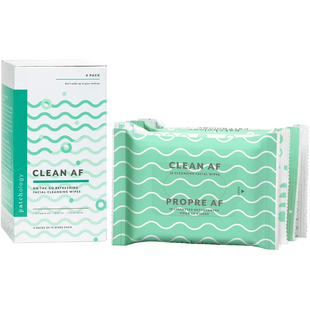 Lingettes nettoyantes pour le visage Clean AF – 60 unités