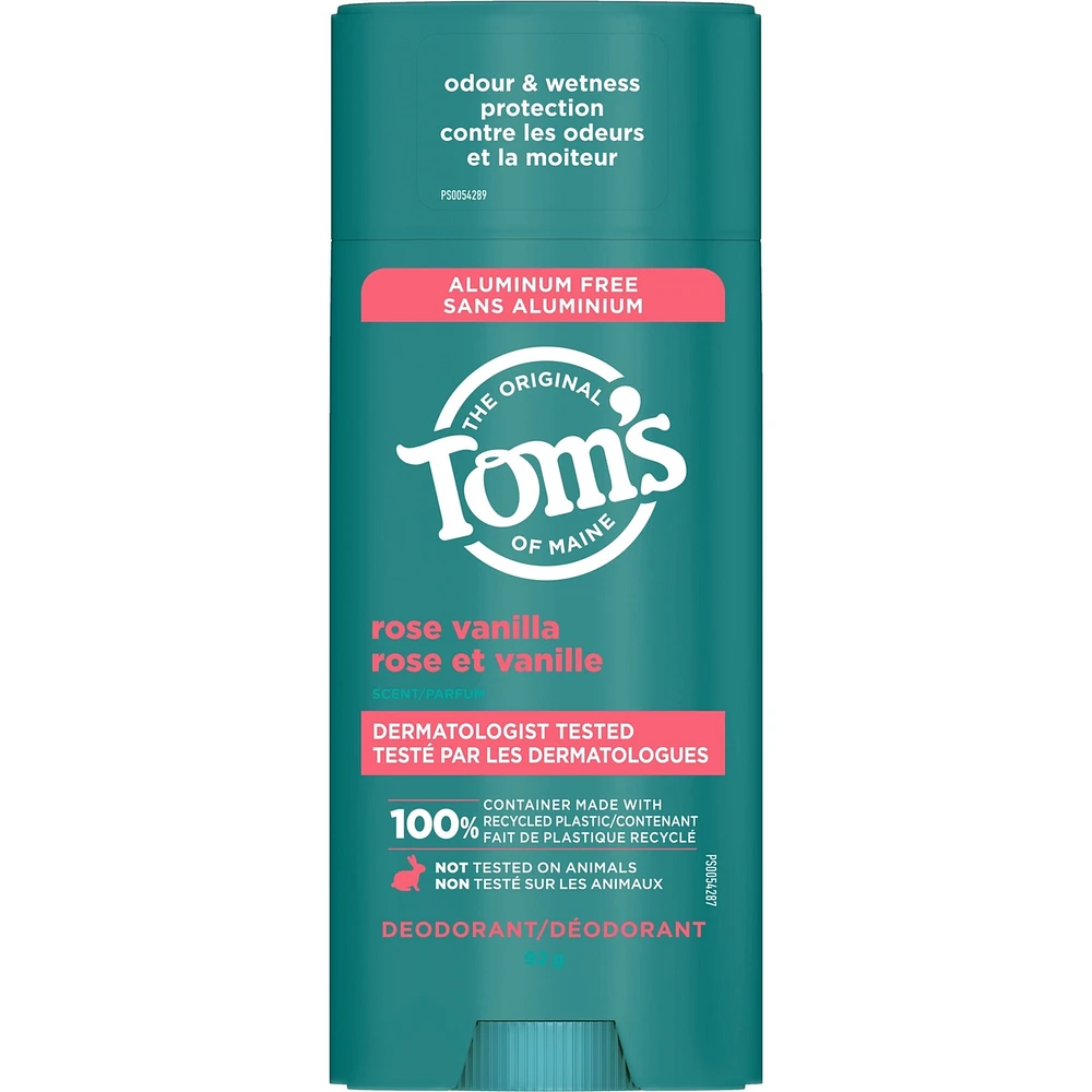 Déodorant naturel pour femmes et hommes Tom’s of Maine Rose et vanille, sans aluminium, 92 g