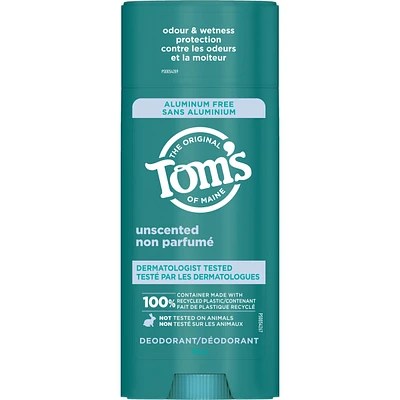 Déodorant naturel pour femmes et hommes Tom’s of Maine Non parfumé, sans aluminium, 92 g