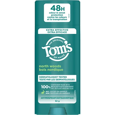 Antisudorifique Tom's of Maine Bois nordique pour les hommes et les femmes, avec aluminium recyclé, 92 g