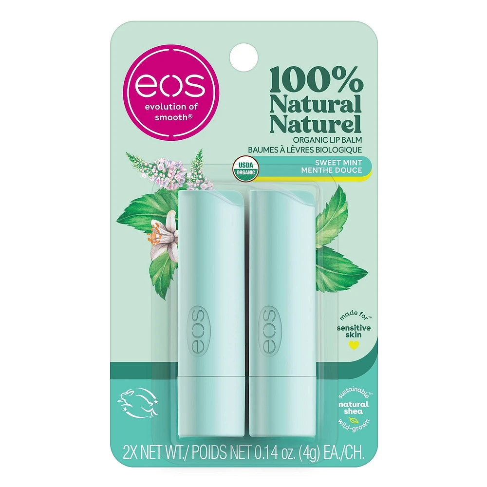 eos 100% Natural & Organic Lip Balm Stick - Sweet Mint 2-pack