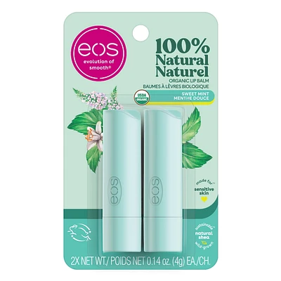 eos 100% Natural & Organic Lip Balm Stick - Sweet Mint  2-pack