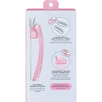Billie Women’s Razor Kit - 1 Handle + Magnetic Holder + 2 x 5-Blade Refills - Pink Sparkle