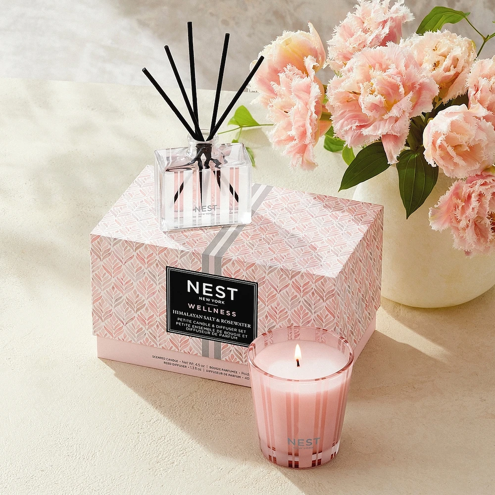 Petite ensemble de bougie et diffuseur de parfum Himalayan Salt & Rosewater