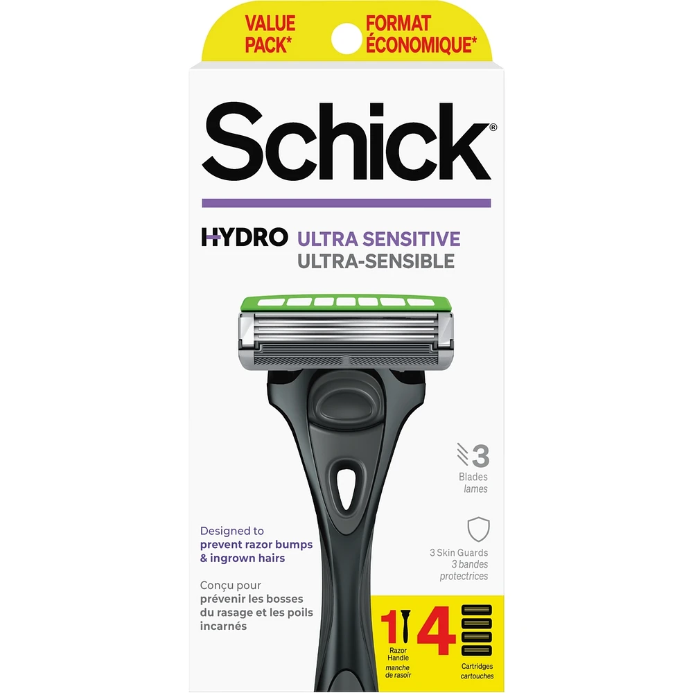 Rasoir Schick Hydro Ultra Sensitive, Rasoir + 4 Recharges