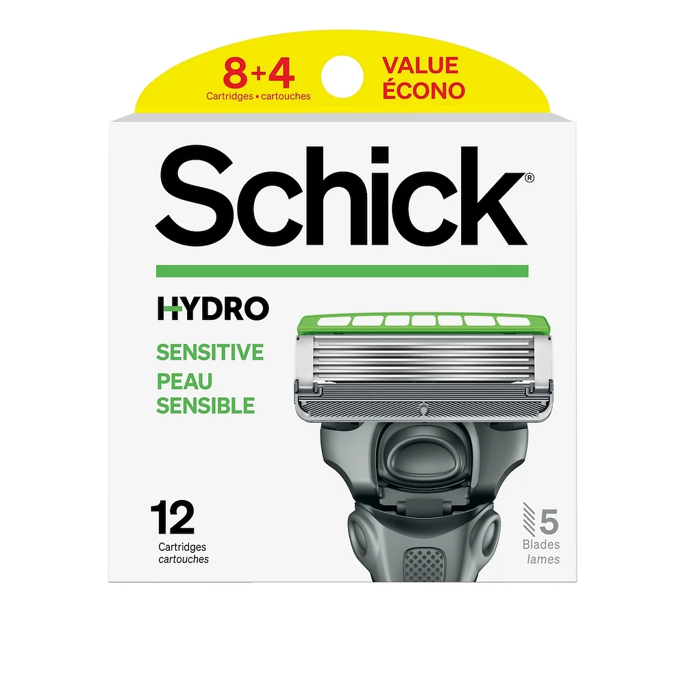 Cartouches de lames Schick Hydro Skin Comfort pour hommes avec gel apaisant pour peaux sensibles