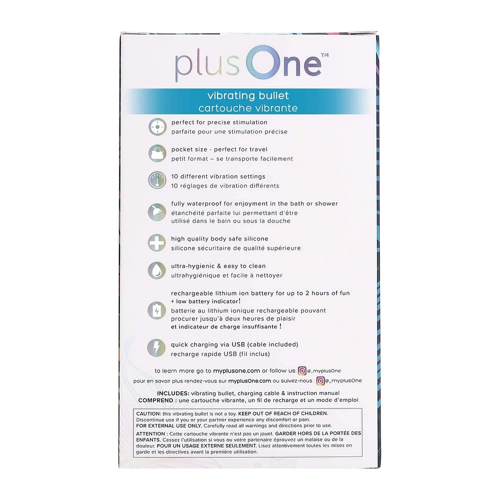 plusOne Vibrating Bullet with Finger Sleeve, Teal, Rechargeable, 10 varibale speeds, Waterproof