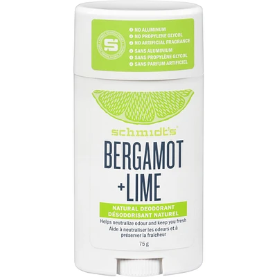 Schmidt's  Natural Origin Deodorant 48 Hour Protection Bergamot & Lime Deodorant for Men and Women 75 g