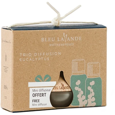 Ens. 2 huiles essentielles eucalyptus + diffuseur goutte