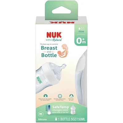 Biberon NUK Simply Natural avec température sûre indicateur, 150 ml (5 oz), 1 pièce