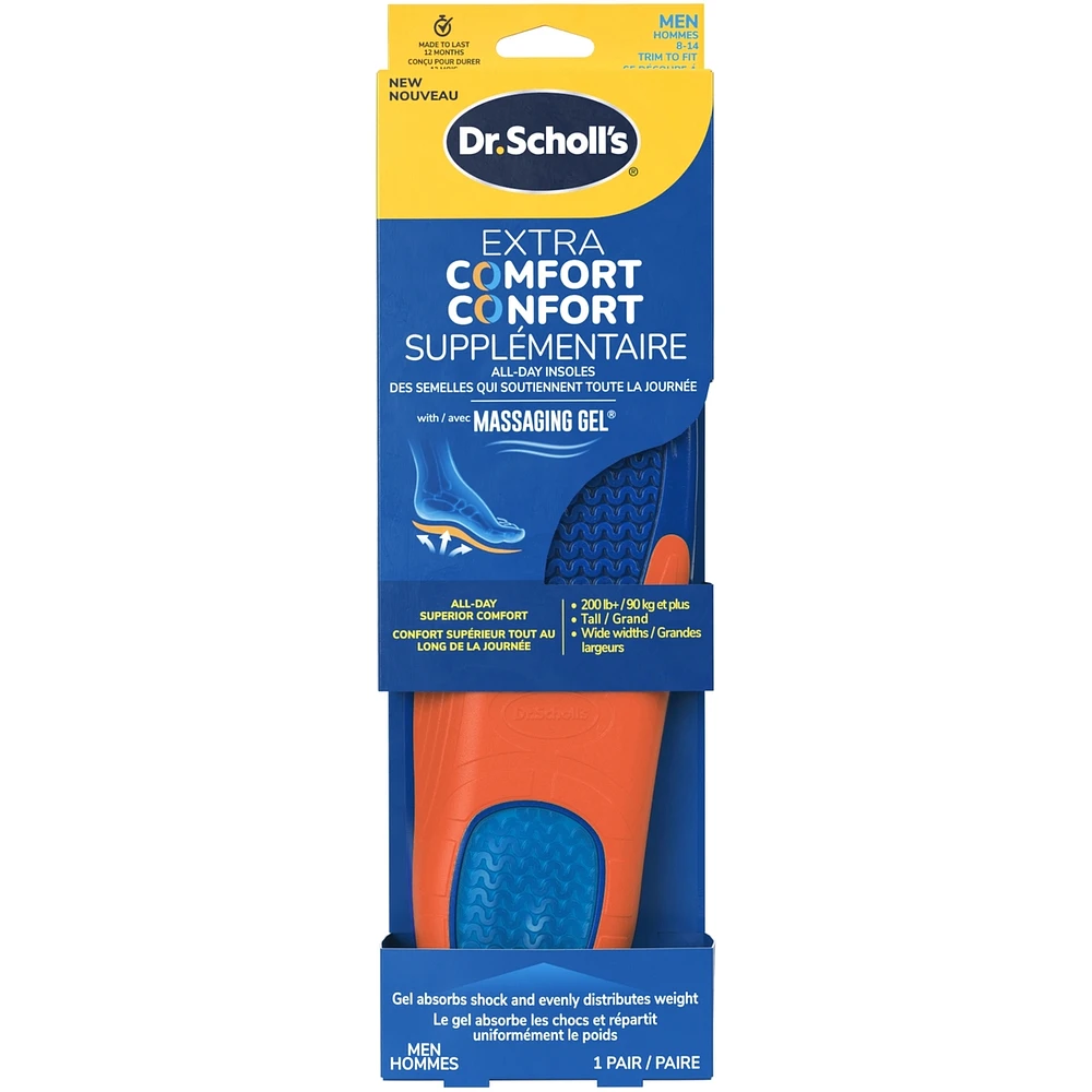 Les semelles Confort supplémentaire toute la journée avec Gel massant®, Hommes de 8 à 14