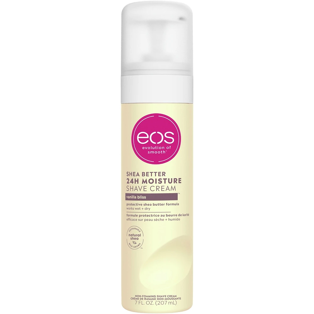Crème de rasage eos Shea Better pour femmes vanilla bliss, 24 h d’hydratation