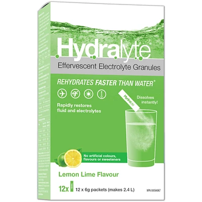 Hydralyte Effervescent Granule Sticks, Lemon Lime