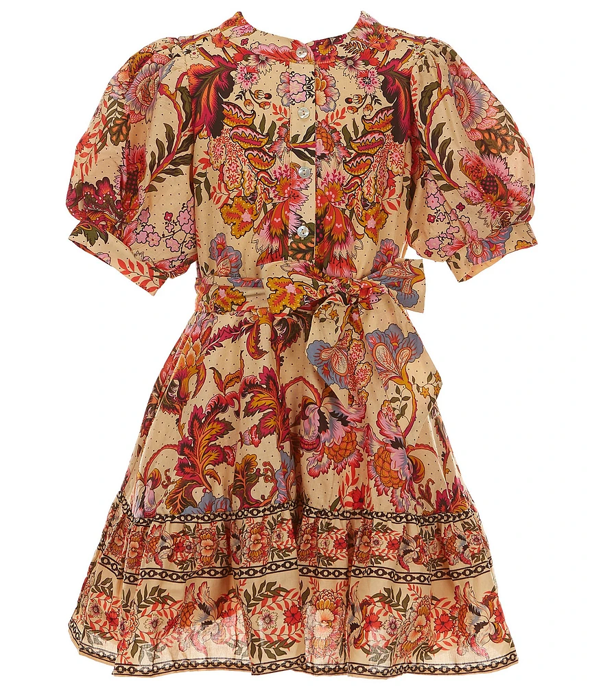 A Loves A Big Girls Bubble Sleeve Floral Print Dress