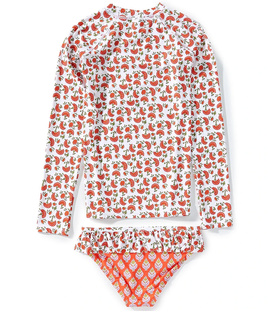 A Loves A Big Girls Floral Rashguard Two-Piece Swimsuit
