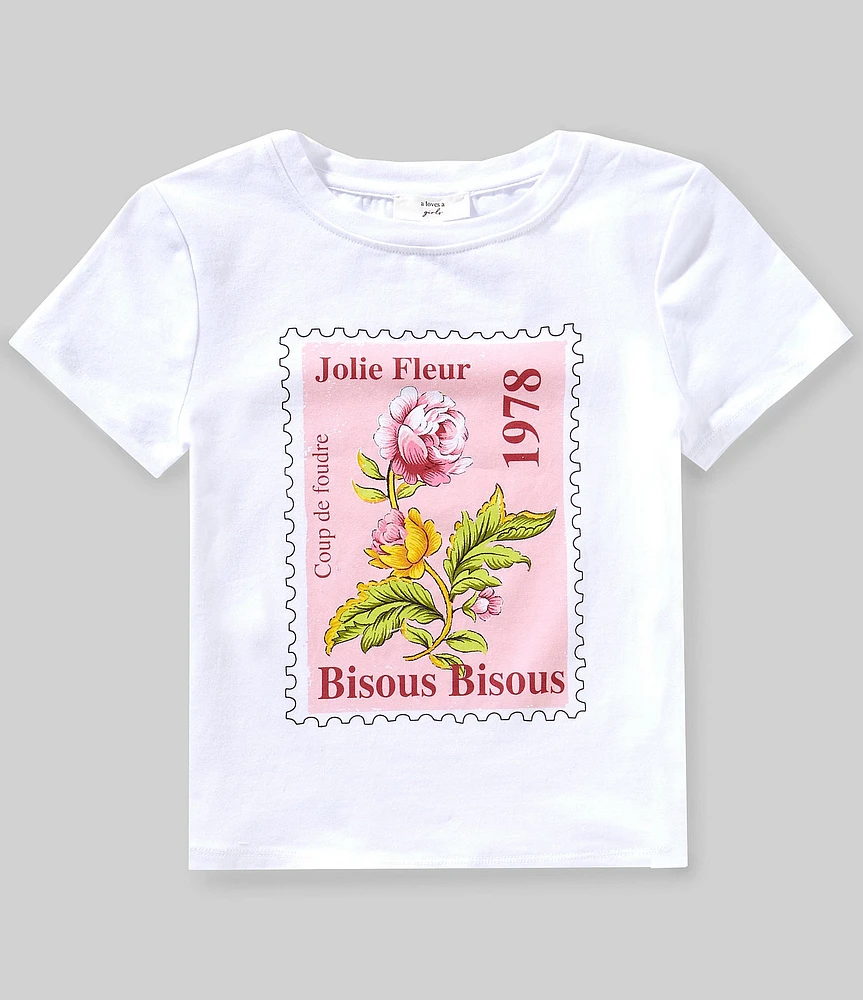 A Loves A Big Girls Short Sleeve Jolie Fleur 1978 Post Stamp Graphic T-Shirt