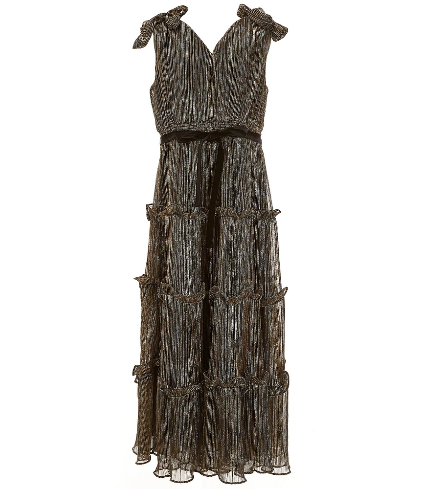 A Loves A Big Girls Metallic Tiered Long Dress