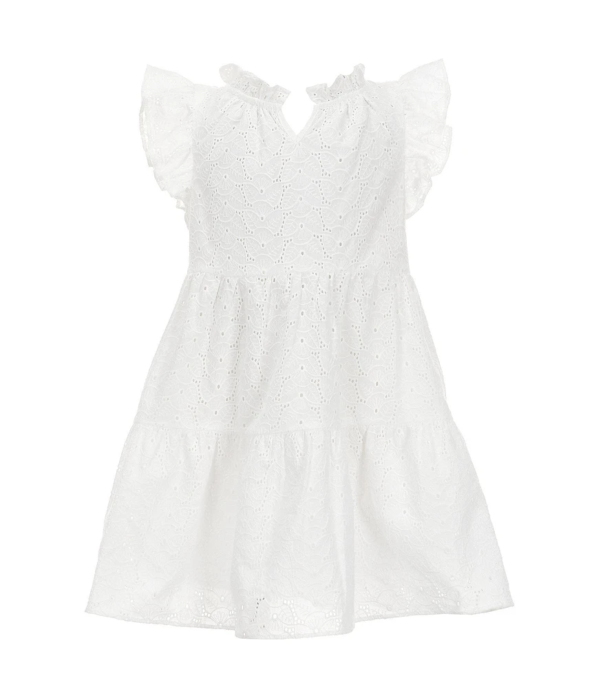 A Loves A Little Girls Eyelet Ruffle Cap Sleeve A-Line Tiered Dress