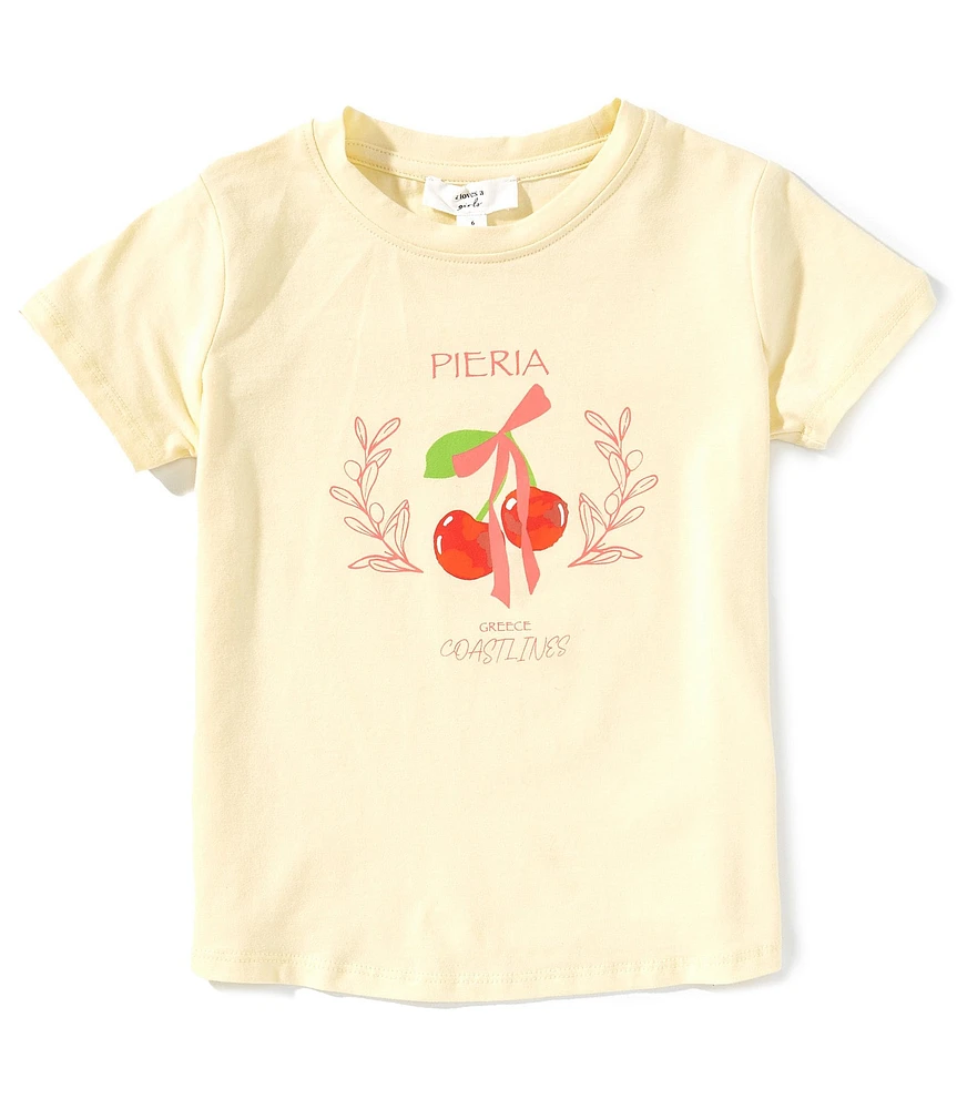 A Loves A Little Girls Short Sleeve Greece Cherry Graphic T-Shirt