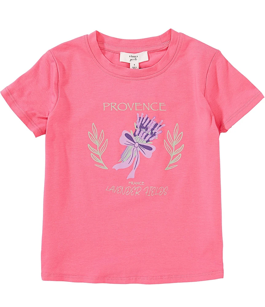 A Loves A Little Girls Short Sleeve Provence Graphic T-Shirt