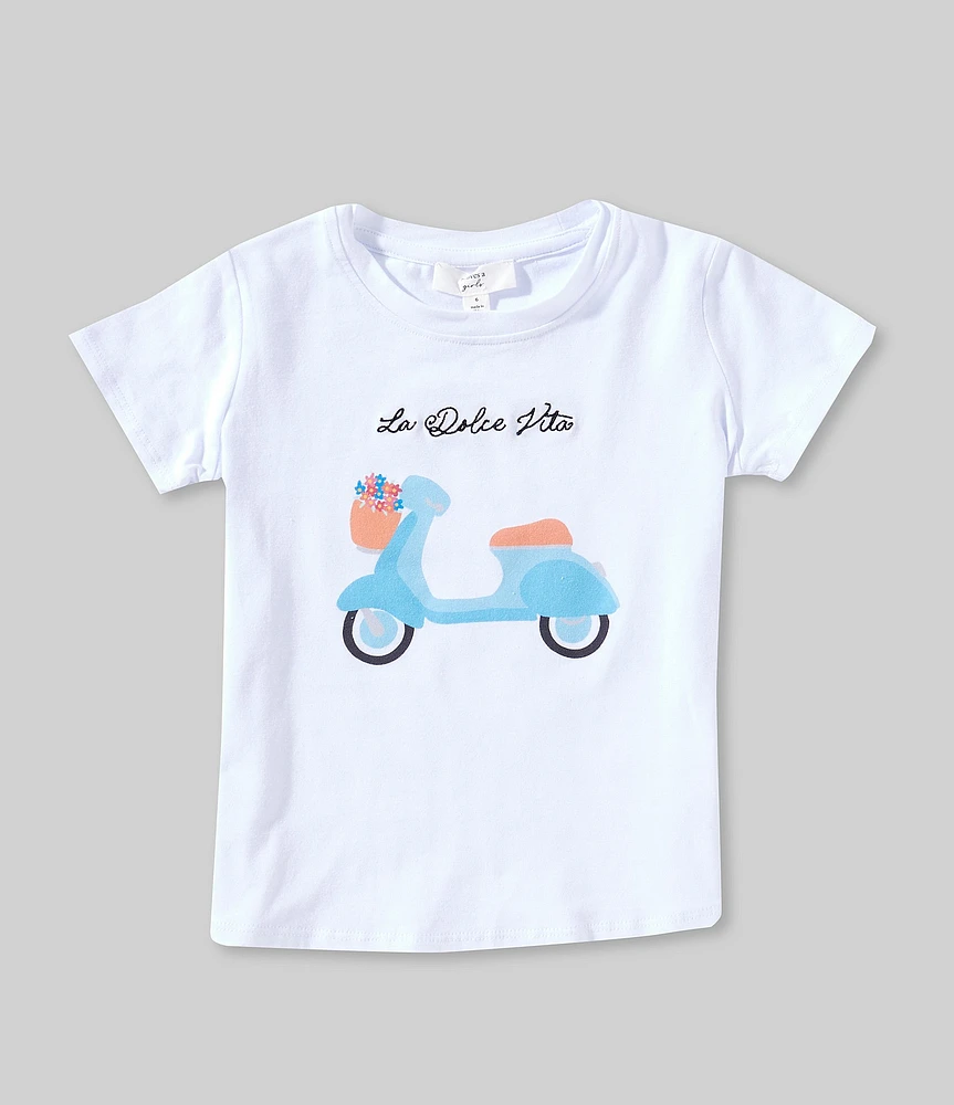A Loves A Little Girls Short Sleeve Vespa Graphic T-Shirt