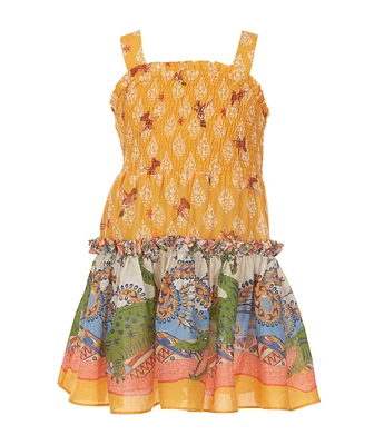 A Loves A Little Girls Square Neck Sleeveless Smocked Dress