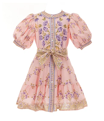 A Loves A Little Girls Bubble Sleeve Floral Dress