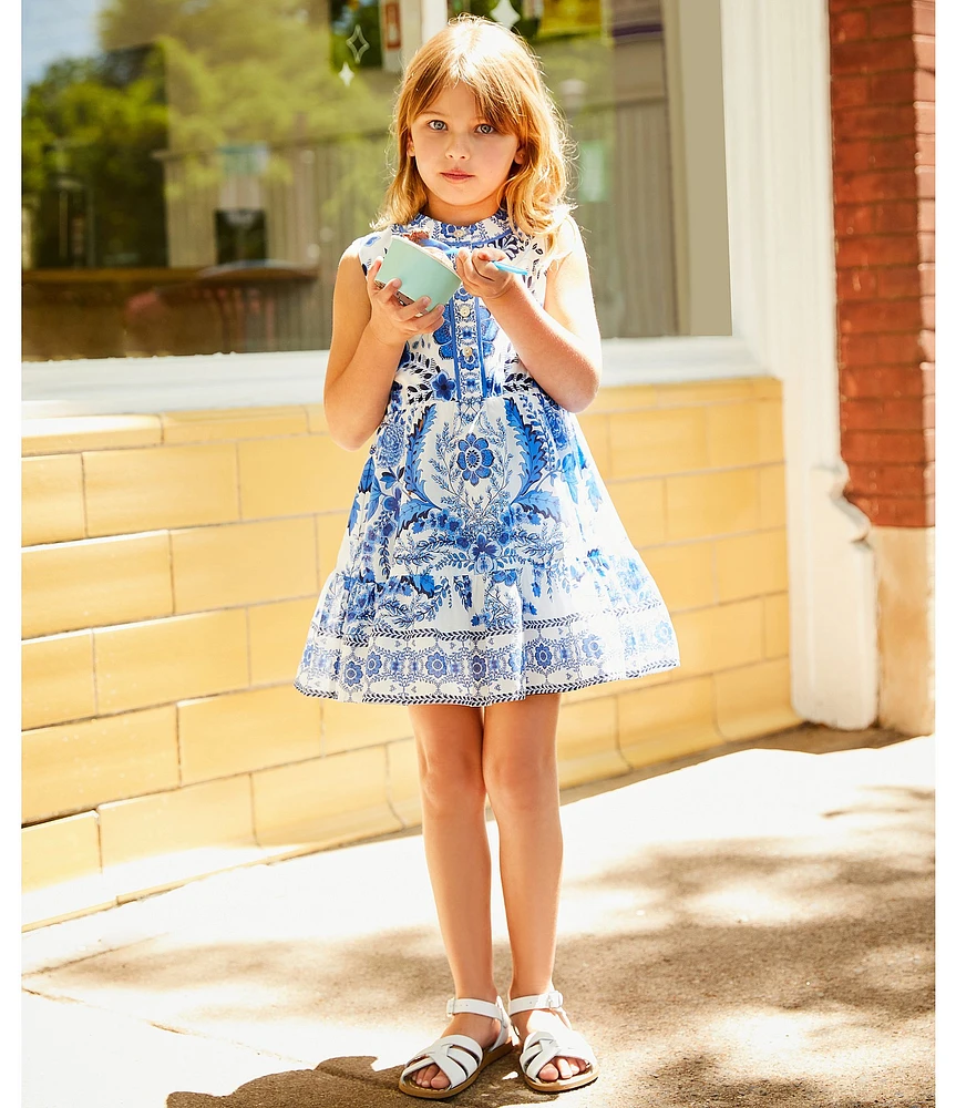 A Loves A Little Girls Button Front Floral Dress