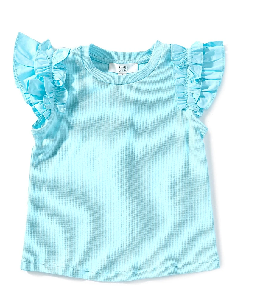 A Loves A Little Girls Flutter Sleeve Ribbed Tank