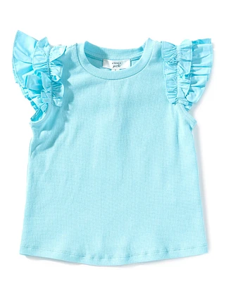 A Loves A Little Girls Flutter Sleeve Ribbed Tank