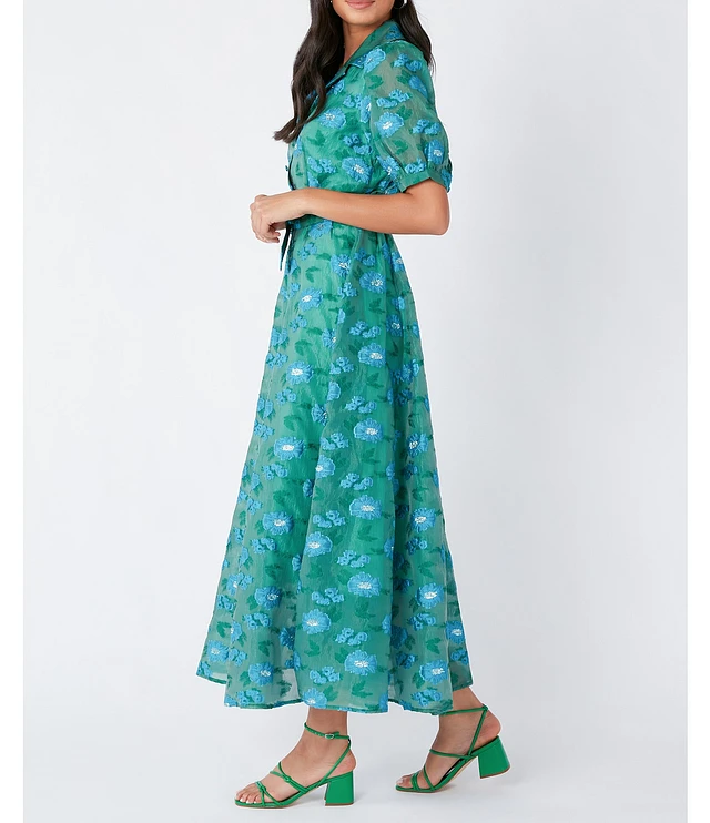 Abbey Glass Charlotte Floral Print Short Sleeve V-Neck Fit and Flare Dress  | Liberty Center